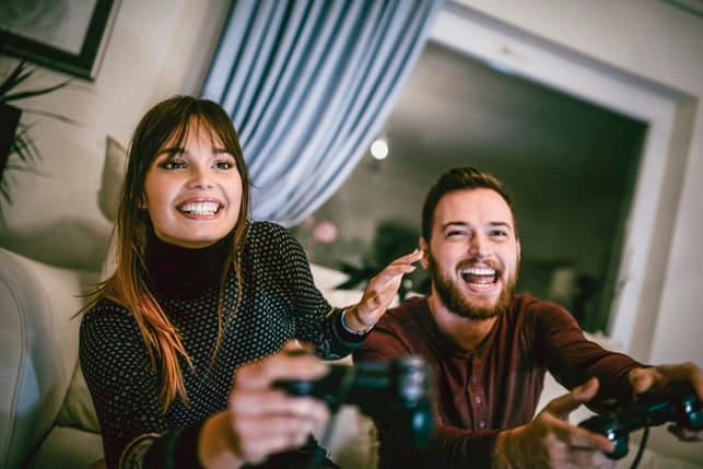 a couple playing video games together