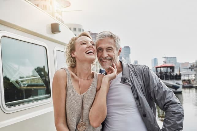 a senior couple spending time outdoors together