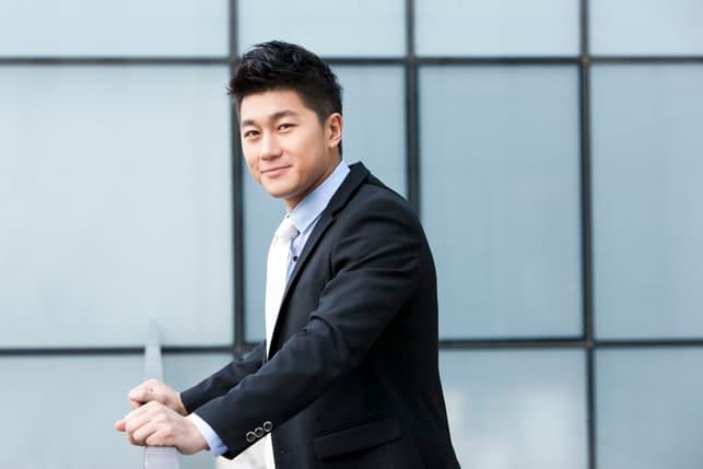 gentle Korean man in a stylish suit