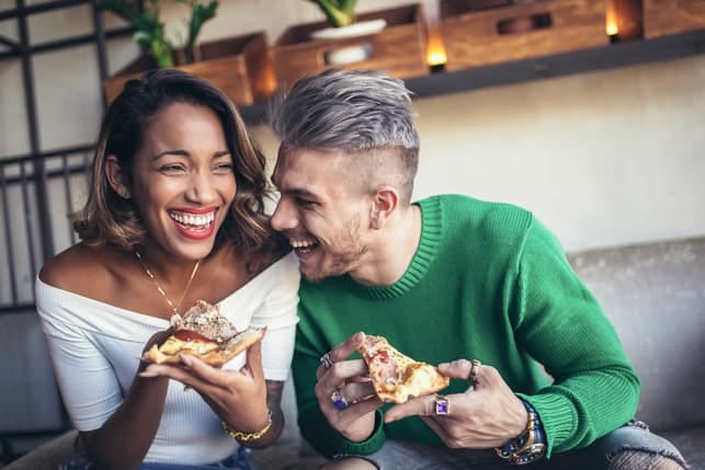a couple having fun and laughing together
