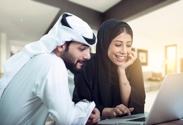 a Muslim couple spending time together