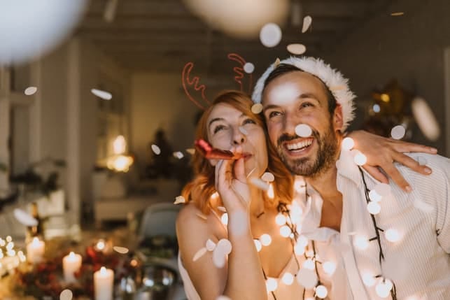 a couple celebrating Xmas together