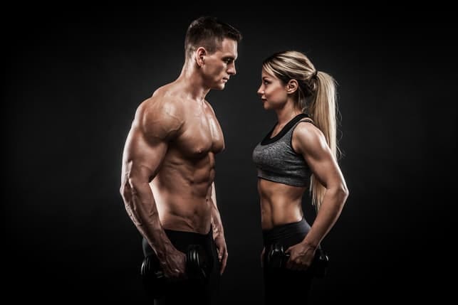 athletic partners looking at each other