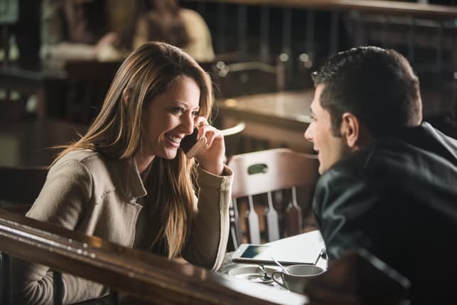 a couple on a date at the restaurant