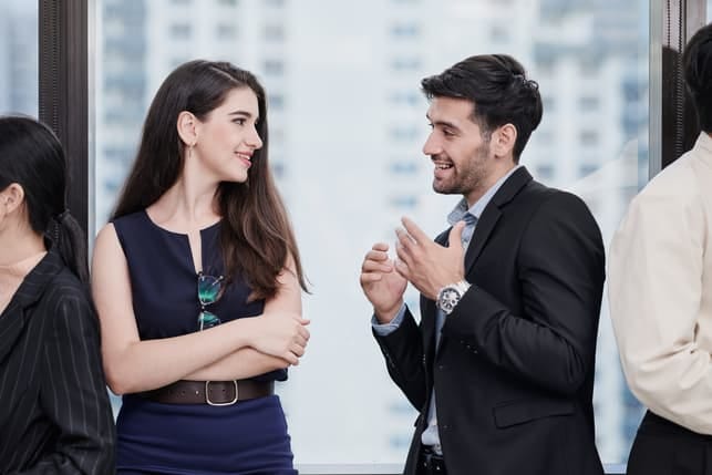 a couple talking