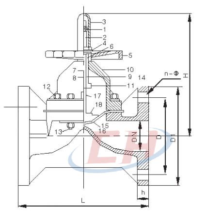 手动PVDF隔膜阀结构图