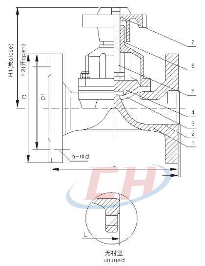 英标衬氟隔膜阀结构图