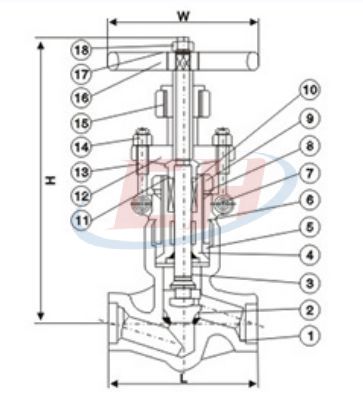 A105锻钢自密封截止阀结构图