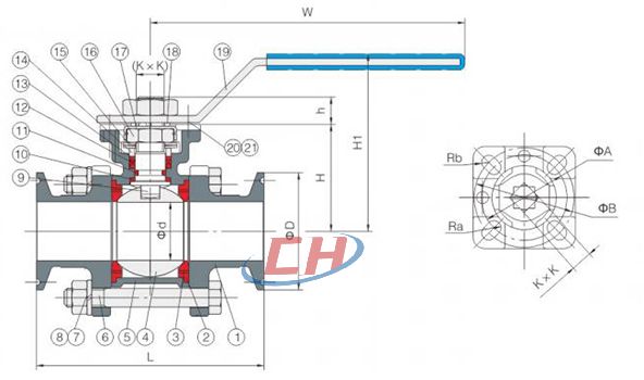 三片式快装球阀结构图