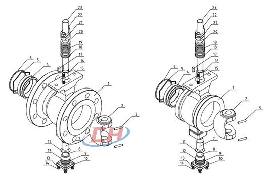 V型法兰球阀结构图